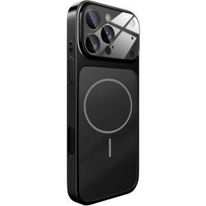 Magnetic Series for iPhone 15 Pro Max Case,Compatible with Magsafe,Matte Glass Slim Anti-Fingerprint,Anti-Scratch Camera Lens Protector Military Grade Drop Shockproof Cover,Black