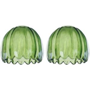 Glass Green Tulip Lamp Shades, Small Flower Lampshades, Replacement Mini Lamp Shade for Floor Lamp Table Wall Lamp Chandelier Decor (Green-2)