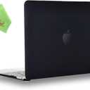UESWILL Compatible with MacBook (Retina, 12-inch, 2015/2016/2017) Model: A1534, Smooth Soft Touch Matte Hard Shell Case Cover + Microfibre Cleaning Cloth, Black