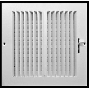 HVAC Premium 6"w X 6"h 2-Way-Flat Stamped Steel - Vent Cover - Grille Register - Sidewall or Ceiling - High Airflow - White [Outer Dimensions: 7.75"w X 7.75"h]