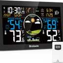 Weather Station Wireless Indoor Outdoor, Digital Thermometer with Remote Sensor, 7.5'' HD VA Display Home Weather Stations, Accurate Temperature Humidity Gauge with Weather Forecast, Atomic Clock (Black)