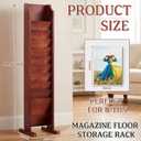Leinuosen 10-Pocket Wooden Magazine Rack, Tall Freestanding Display Stand for Office, Waiting Room and Home, Durable Solid Wood Construction, Space-saving Design