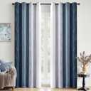 MIULEE Ombre 100% Blackout Curtains, Navy Blue and Greyish White Full Room Darkening Thermal Insulated 84 Inches Long Drapes for Bedroom/Living Room Grommet Window Treatments Modern 52Wx84L, Set of 2