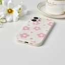 for iPhone 16 Case Cute Floral Women Girls Flower Aesthetic Design Vintage Shockproof Soft Girly Slim TPU Fashion Protective Phone Cover-White Pink