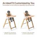 Tinyiota High Chair for Babies and Toddlers, Foldable & 8-Level Adjustable, One-Handed Removable Tray, Ergonomic Baby Highchair Convertible into Desk Chair for Toddler to Adult (Wood Color)