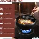 Gugxiom Suntuup Japanese Iron Pan, 28cm Cast Iron Wok, with Spatula, 2 Covers to Choose From, for Pots On Electric Stoves/Induction Cookers/Gas Stoves (Glass lid)