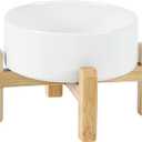 Havniva Ceramic Raised Dog and Cat Bowl Set, 2 Heights Elevated Stand, Food and Water Bowl for Small Breed Dogs, Cats, Kitty, Weighted Dog Dishes, Pet Bowls(5.1'',13.5oz, White)