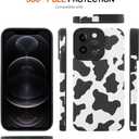[3 in 1 Case for iPhone 12 Pro Case Cow Print Pattern Black White Design Tire Texture Non-Slip + Soft TPU Bumper Anti-Slip Ultra Thin Cover Protective Shockproof Case for iPhone 12 Pro