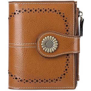 SENDEFN Small Womens Wallet Leather Bifold Card Holder RFID Blocking with Zipper Coin Pocket