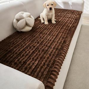 Mivnue Pet Couch Cover, Couch Covers for Dogs, Washable Dog Sofa Covers Couch Protector, Fuzzy Non Slip Couch Slipcover Pet Friendly (Dark Brown, 27.6" x 70.9")
