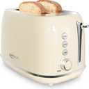 Toasters 2 Slice Retro Stainless Steel Toasters with Bagel, Cancel, Defrost Function and 6 Bread Shade Settings Bagel Toaster, Beige