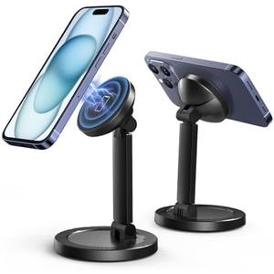 Phone Stand for Desk Adjustable Magnetic iPhone Holder with 360 Rotation & Foldable Design, Stable Desktop Cell Phone Stand Compatible with iPhone 12 to 17 Series