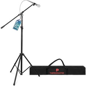 ProMaster Tripod Microphone Stand - Universal and Adjustable Professional Audio Telescopic Gooseneck, Boom Arm Tripod Microphone Stand with Universal  Adapter - Black