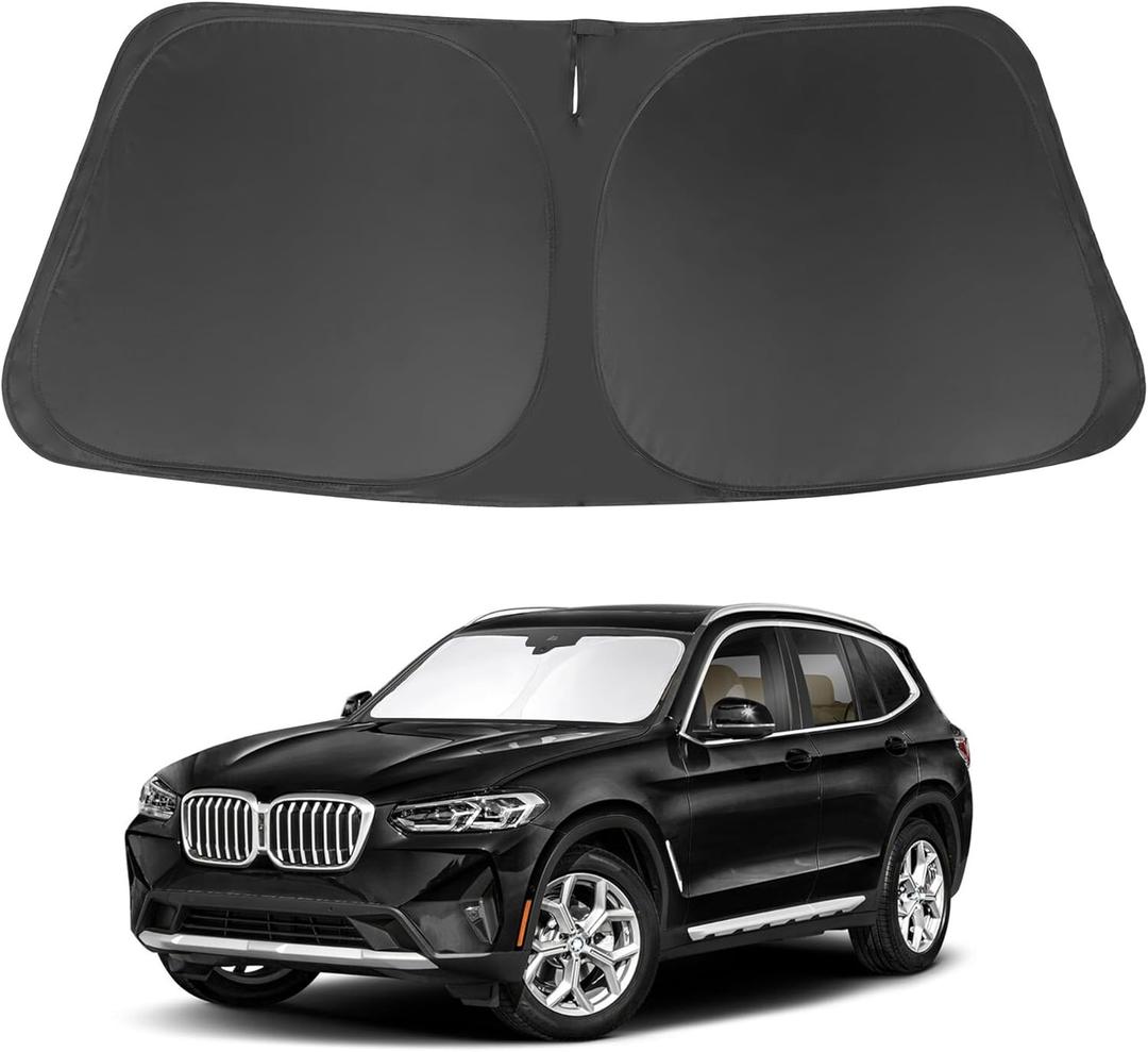 Windshield Sun Shade Compatible with 2018-2024 2025 BMW X3 Accessories Foldable Sunshade Sun Blocker Protect Car from Sun Rays & Heat Damage