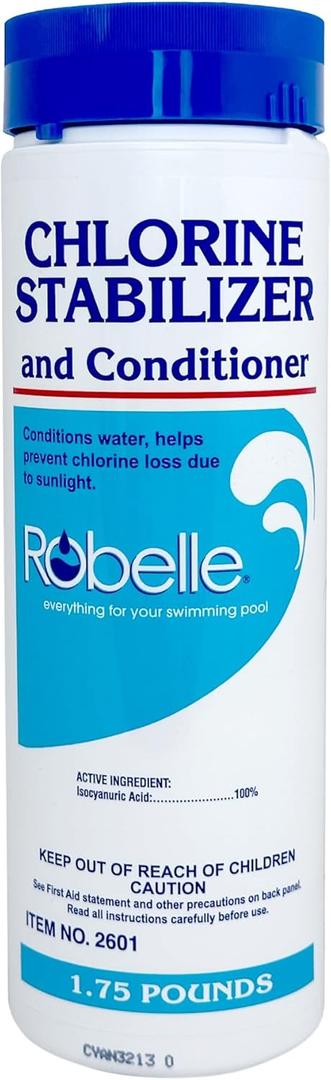 Robelle 1.75-Pounds Premium Chlorine Stabilizer and Conditioner, Concentrated Cyanuric Acid for Pools, Pool Stabilizer, Helps Chlorine Last Longer, Made in USA