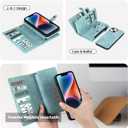 TwoHead Designed for iPhone 13 Wallet Case with Card Holder,Detachable Magnetic Phone Case with Wallet PU Leather Wallet Phone Case for iPhone 13 Case Wallet for Women/Men with Wrist Strap(Blue)