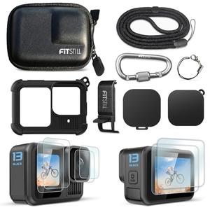 FitStill Silicone Protective Case for GoPro Hero 13 Black, Water Resistant, Black, Camera Case with Screen Protectors, Lens Caps, Lanyard & Carrying Case
