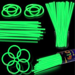 100 pk 8" Glow Sticks Bulk Party Favors, Light up Glow Necklaces & Bracelets in the Dark Party Supplies For Christmas Halloween St. Patrick Birthday Neon Party (100 * Green)