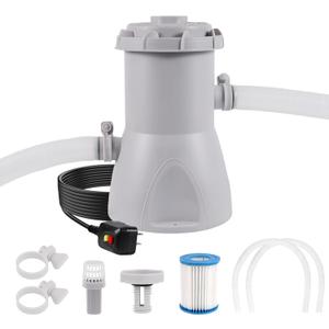 WAVIO 800 GPH Cartridge Filter Pump for Above Ground Pool, Energy Efficient Pool Filter Water Circulation for Improved Water Clarity, Easy Installation and Clean Gray