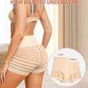 High Waisted Boyshorts Underwear for Women Tummy Control Sexy Mesh No Show Shapewear Panties for Ladies (Black, M)