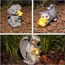 Solar Cat Statue with LED Lights & Butterfly - Outdoor Garden Decor for Patio, Lawn, Yard - Waterproof Cat Figurines, Housewarming Gardening Gifts for Women, Mom, Grandma