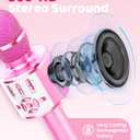 Amazmic Toys for Girls, Kids Karaoke Microphone Toddler Microphone for Kids with Lights, for Girls, Birthday Party Boys Toy Age 3 4 5 6 7 8+(Light Pink)