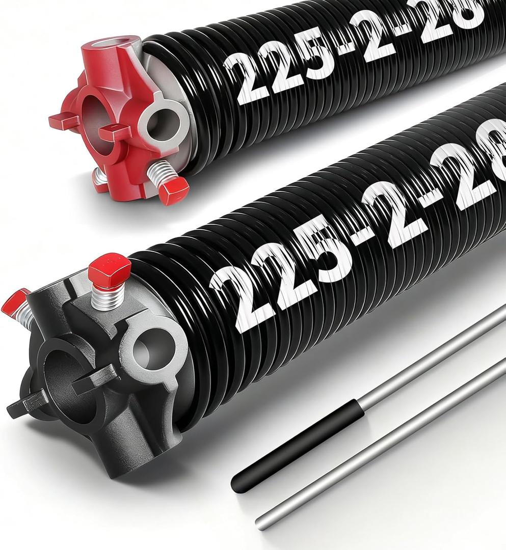 Pair of 2"Garage Door Torsion Springs Set with Non-Slip Winding Bars, Electrophoretic Coated (0.225X2"X28")