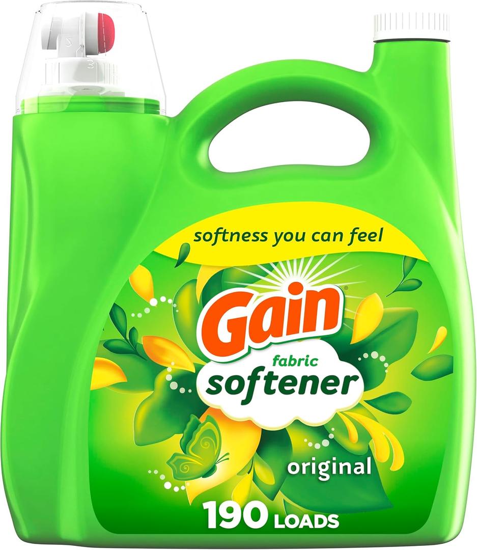 Gain Liquid Fabric Softener, Original Scent, 140 FL OZ, 190 Loads, Liquid Fabric Softener For Soft, Fresh Laundry