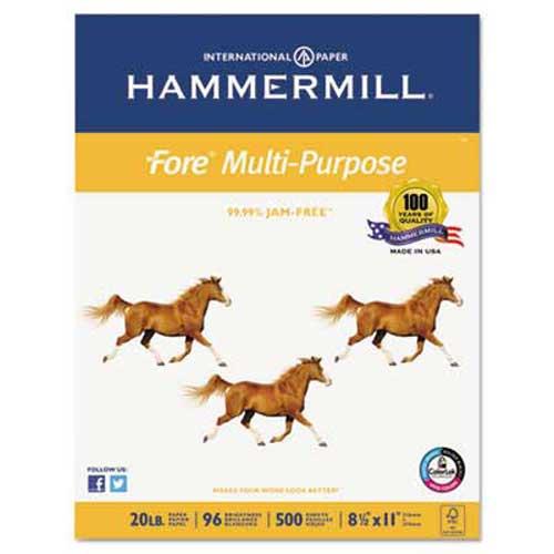 Hammermill Fore MP Multipurpose Paper, 96 Brightness, 20lb, 8-1/2x11, White, 5000/Carton