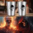 Skull Stainless Steel Beer Cups, Skull Gifts for Goth Fan, Stackable Camping Mugs for Outdoor Indoor Activity, Father's Day Halloween Christmas Gifts for Men Women, 500ML(2 Pack)