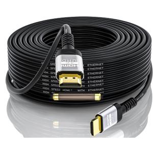 4K HDMI Cable 75 Ft with Built-in Signal Booster | HDMI 2.0 High Speed Unidirectional Cables 4K@60Hz 2K 1080P 3D ARC Ethernet Cord | for UHD TV Monitor Laptop Xbox PS4 (22.8m)