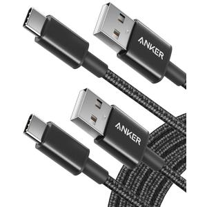 Anker Cable [2 Pack 10ft], USB A to USB C Cable for iPhone 17 Series,Samsung Galaxy S10 S10+, LG V30, Beats Fit Pro and More (Black).
