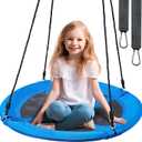 TURFEE 40" Saucer Tree Swing Set - 900Lb Weight Capacity, 900D Oxford Waterproof, with Hanging Straps Swings for Kids Playground Outdoor Activity Backyard Daily Exercise Fun(Blue)