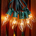 Minetom C9 Clear Christmas String Lights, 50FT 50 Bulbs Bright & Warm Outdoor Christmas Lights, Long Life C9 String Lights for Tree Patio Gazebo Wreath, Green Wire