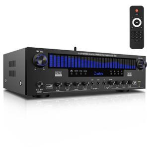 Daakro Stereo Receivers Home Audio Amplifier w/DSP Display,300W Rated Power 5.1 Channel Bluetooth Receiver,Home Amp w/BT/CD/DVD/AUX/USB/BT/FM/Opt/COA/MIC for Home/Studio/Theater Passive Speakers