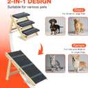 Wooden Dog Stairs& Dog Steps, 2-in-1 Foldable Dog Steps for Beds, Couch and Cars, Anti-Slip Pet Ramp with 3 Steps Indoor Pet Stairs for Small Medium Large Older Pet Cats up to 120lbs
