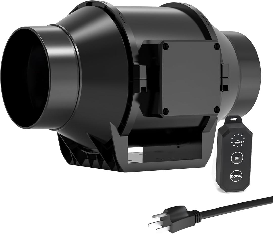 Toolazy Pro 6 Inch Inline Duct Fan, 405 CFM Quiet EC Motor Ventilation Fan with 10-Speed Controller, 31dB Low Noise Mixed-Flow Exhaust Fan for Grow Tent, Hydroponics, HVAC Duct Booster, Bathroom