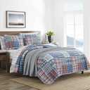 Nautica - Queen Quilt Set, Soft & Breathable Cotton Bedding with Lightweight Feel, Reversible 3 Piece Bed Set with Matching Pillowcases (Raeford Blue)