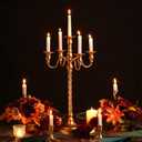 Gold 5 Arm Floor Candelabra - 28" Metal Spiral Candle Holder, Antique Candle Opera Centerpiece Stand for Events, Ceremony Aisle Reception