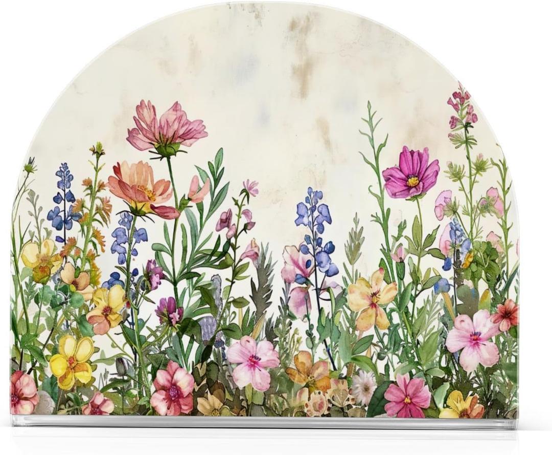 Qilmy Spring Flowers Napkin Holder for Tables Napkin Holders for Kitchen, Table Napkin Holders, Cocktail Napkin Holder,Paper Napkins Holder