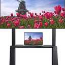 Rolling TV Stand with Wheels Heavy Duty Mobile TV Cart for Most 32-75 Inch Flat/Curved Screens, Portable TV Floor Stand with Shelf Large Base, Max VESA 600x400, up to 220 lbs 