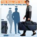Uarition 80L Foldable Rolling Duffle Bag with Wheels, 28 Large Duffle Bag for Travel, Carry On Luggage Duffel Bag for Traveling/Camping/Moving, Water Resistant, Blue