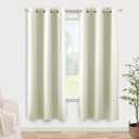 KOUFALL 48 Inch Curtains Length,Room Darkening 60-70% Blackout Black Out Heat Light Blocking Short Drapes for Kitchen,Cream Beige (34"W x 48"L (Pack of 2))