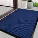 Door Mat Heavy Duty Outdoor Indoor Doormat Low Profile Front Door Mat Large 48x72 inch Blue Entrance Welcome Mats Easy Clean Patio Entrance Mat Waterproof Anti-Skid Rubber Backing (3'11" x 5'11" (Rectangular))