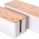 Cable Management Box Cable Management Kit for Power Strip to Hide Wires,Cord Organizer Boxes,Safe ABS Material Wire Organizer of Cable Clips Sleeve for Home & Office,3Pack-128PCS/White