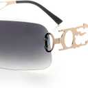 YOGFIT Rimless Y2K Sunglasses for Women Men Fashion Wrap Around Futuristic Cool Sunglasses