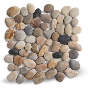 Stone Pebble Mosaic Tile, 12" x 12" Tumbled Stone Backsplash Tiles for Bathroom Kitchen Shower Floors and Wall Decor and Outdoor Areas, Pack of 5