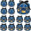 Jremreo 12 Pack Ramadan Eid Mubarak Treat Boxes - Gold Lantern and Moon Design, Hexagonal Paper Boxes with Ribbons, Muslim Holiday Party Candy Containers for Eid Al-fitr