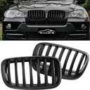 ABS E70 Grill,Front Kidney Grille Compatible with 2007-2014 X5 E70 X6 E71 (Single slats Matte black Grills, 2-pc Set)