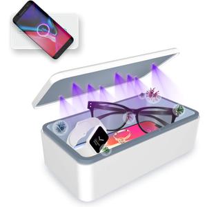 UV light Sanitizer Box, phone sanitizer with wireless charging, ultra-powerful 8 UV-C Sterilizer machine for Phone Toothbrush Nail Tools Jewelry and more